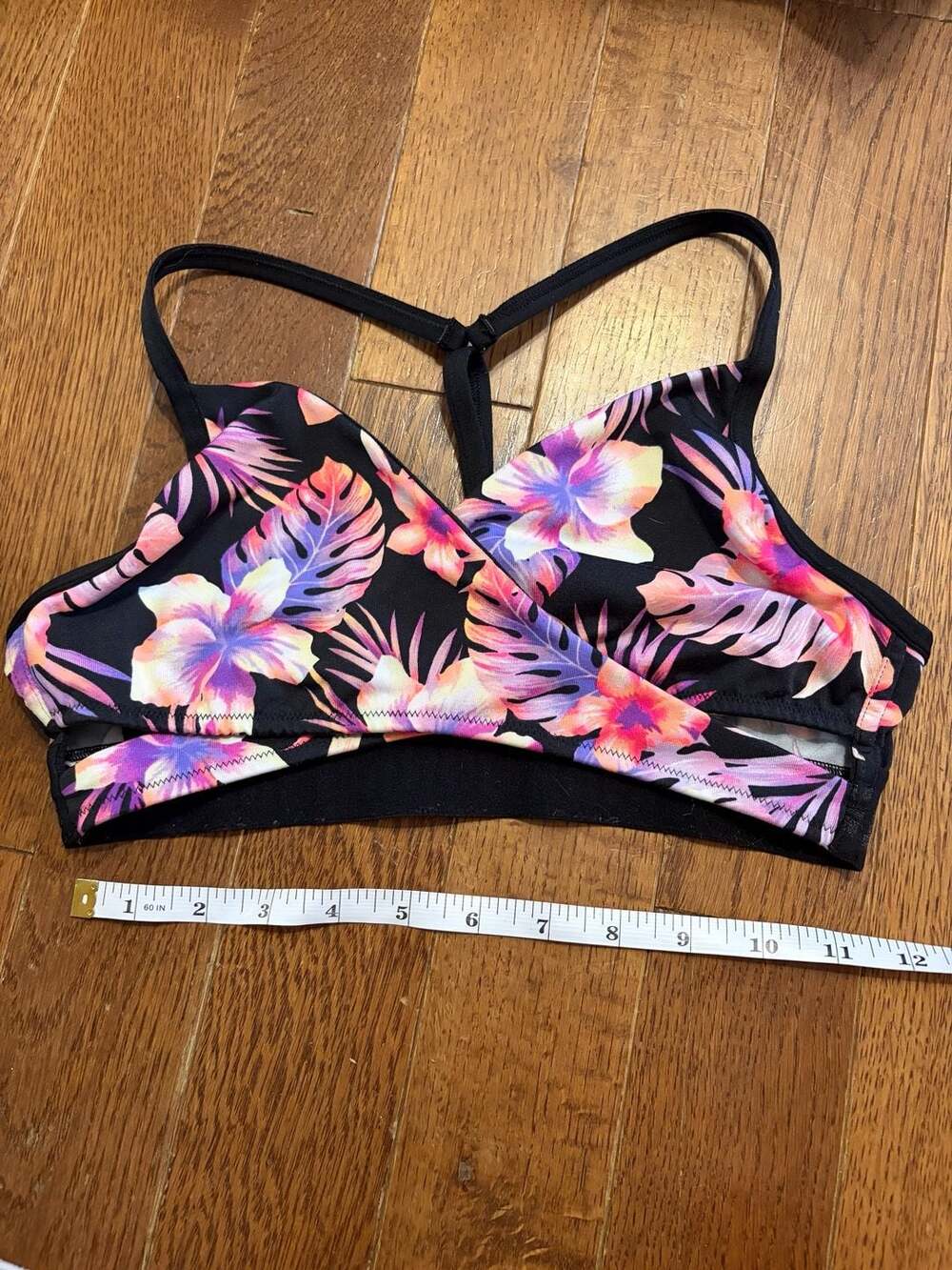 Victoria's Secret PINK Floral Sport Bra Size Small Black Tropical Floral
